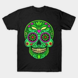 Neon Green Mexican Sugar Skull T-Shirt